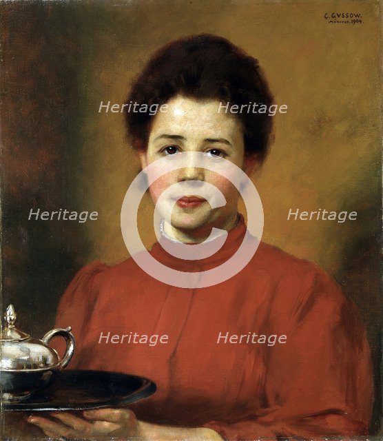 'A Woman in Red', 1904. Artist: Karl Gusov