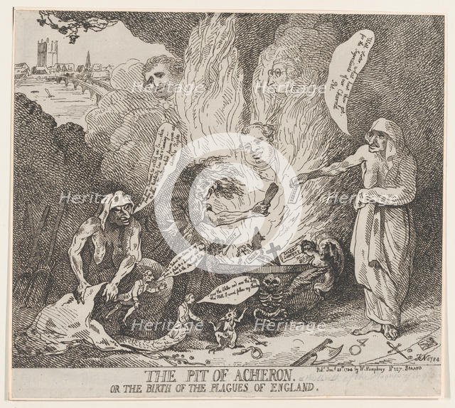 The Pit of Acheron or The Birth of the Plagues of England, January 28, 1784., January 28, 1784. Creator: Thomas Rowlandson.