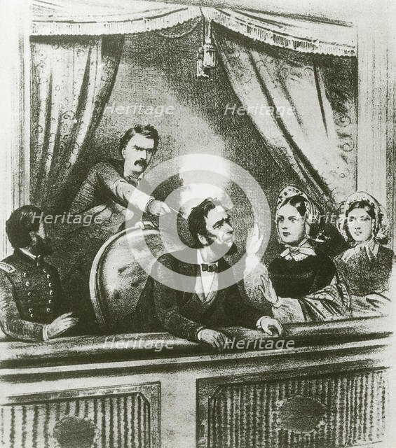 The assassination of Abraham Lincoln, Ford's Theatre, Washington, 14 April 1865. Creator: Unknown.