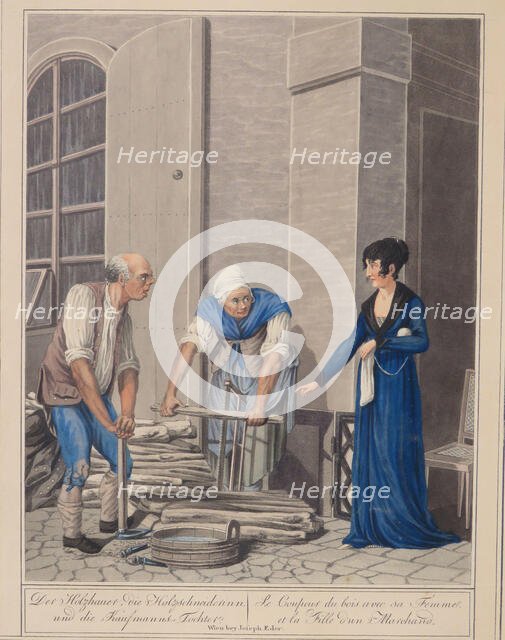 The hairdresser and the shoe repairer in Vienna. (Vienna scenes and popular pastimes), 1804-1812. Creator: Opiz, Georg Emanuel (1775-1841).