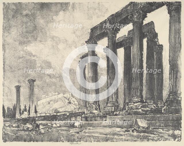 The Acropolis from the Temple of Jupiter, Athens, 1913. Creator: Joseph Pennell.