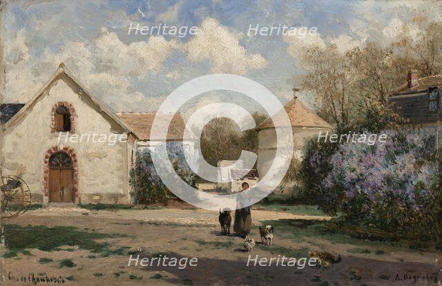 Scenery outside Paris with woman and animals, 1850-1896. Creator: Aleksey Bogolyubov.