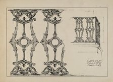 Iron Balcony Railing, c. 1936. Creator: Arelia Arbo.