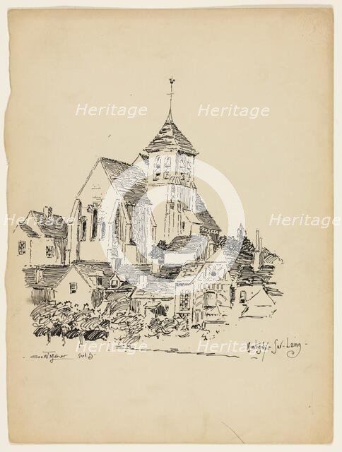 Church at Montigny-Sur-Loing, France, Travel Sketch, 1891. Creator: George Washington Maher.