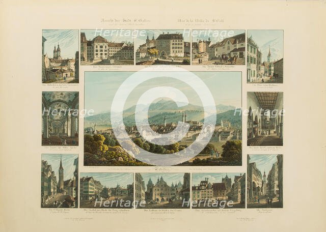 View of the city of St. Gallen, 1832-1833. Creator: Isenring, Johann Baptist (1796-1860).