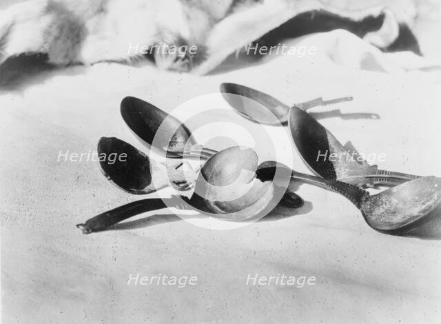 Elk-horn spoons-Tolowa, c1923. Creator: Edward Sheriff Curtis.