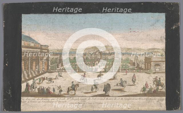 View of a riding school in a suburb of Vienna, 1700-1799.  Creator: Anon.