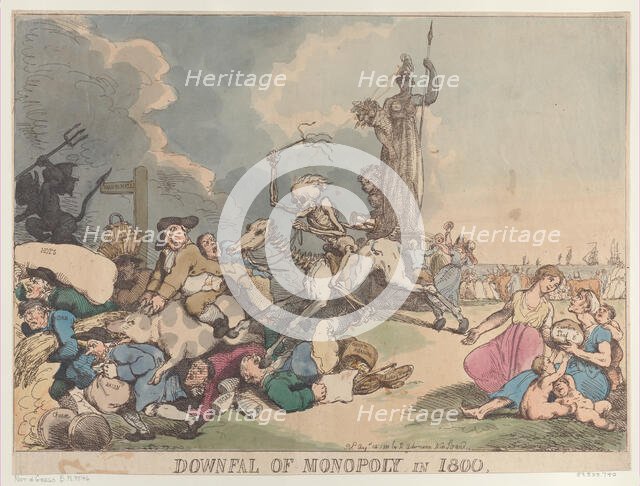 Downfall of Monopoly in 1800, August 14, 1800., August 14, 1800. Creator: Thomas Rowlandson.