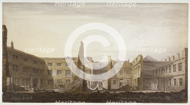 Blackwell Hall during demolition, City of London, 1819. Artist: Robert Blemmell Schnebbelie