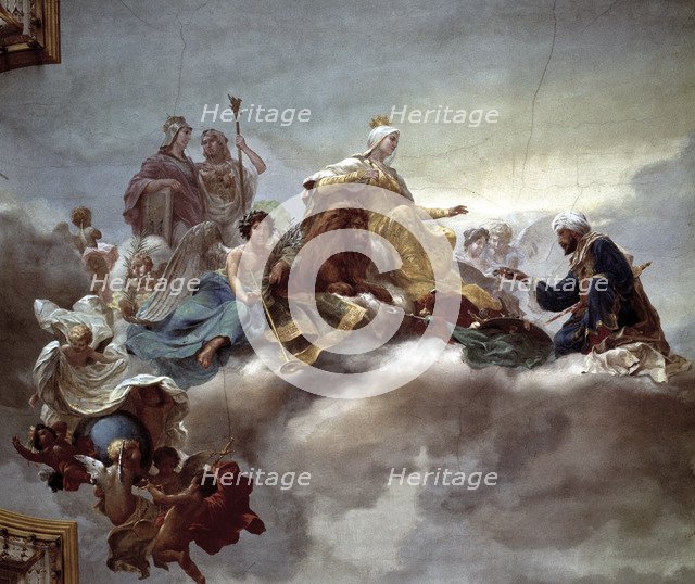 Surrender of Granada, Isabel the Catholic Queen receives the keys of Granada from the last Mooris…