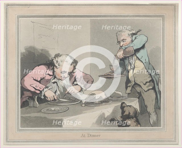 At Dinner, 1790?., 1790?. Creator: Thomas Rowlandson.