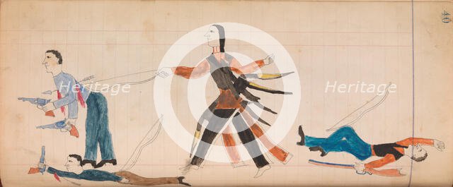 Maffet Ledger: Indian and three white men, ca. 1874-81. Creator: Unknown.