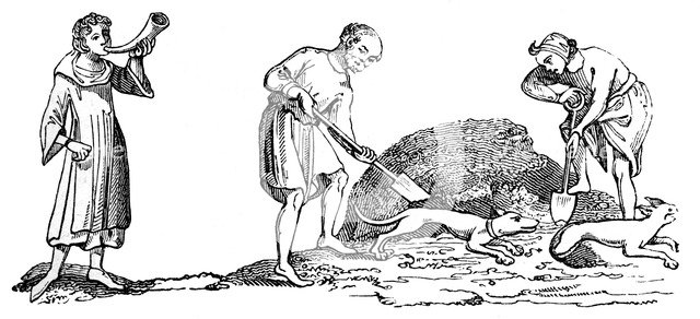 The Unearthing of a Fox, 14th century, (1833). Artist: Unknown