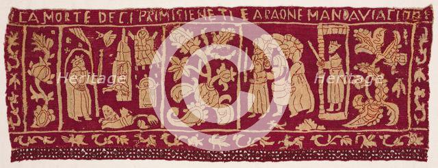 Embroidered Border: The Death of the First Born and the Israelites Sent Away, 1500s-1600s. Creator: Unknown.