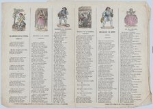 Two sheets (printed as one) with verses in Valencian for masquerades, 1867. Creator: Wife and son of Rafael Mariana.