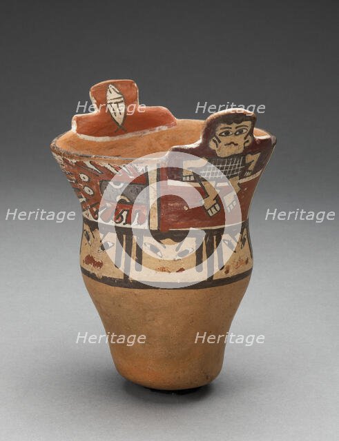 Stepped-Rim Beaker Depicting Human Figures, Faces, and Abstract Motifs, 180 B.C./A.D. 500. Creator: Unknown.