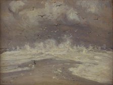Surf at the North Coast of Jutland;Stormy Weather at Skagen, 1918. Creator: Michael Peter Ancher.