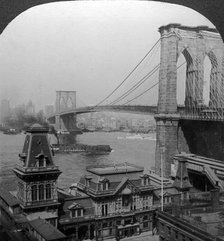 Brooklyn Bridge, New York, USA.Artist: Excelsior Stereoscopic Tours