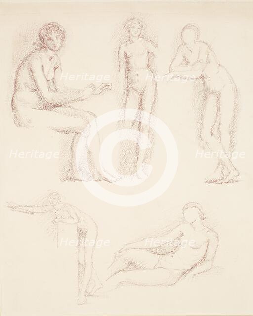 Female nude - five studies, 1865-1867. Creator: Sir Edward Coley Burne-Jones.