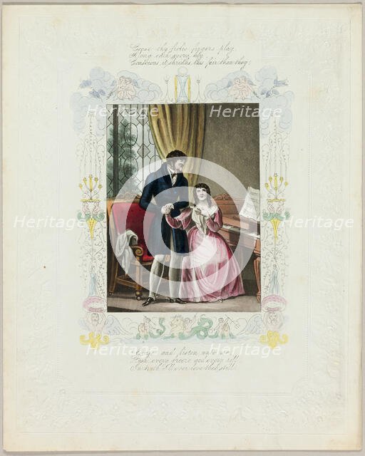 Cease Thy Frolic Fingers Play (valentine), c. 1840. Creator: Unknown.
