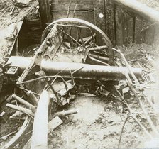 Destroyed 7.7 field gun, Yser, Belgium, c1914-c1918. Artist: Unknown.