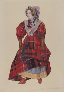 Doll in Plaid Dress, c. 1937. Creator: Beverly Chichester.