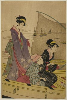 Women on a Fishing Boat, c. 1780/1800. Creator: Chokosai Eisho.