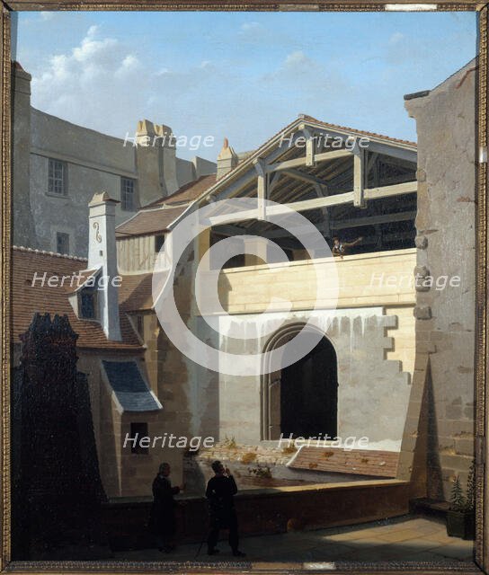 View of the thermal baths of Cluny, taken from rue de la Harpe, c1835. Creator: Etienne Bouhot.