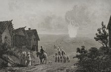 Night fires on the eve of the Feast of Saint John, Russia, 1839.  Creator: Augustin François Lemaitre.