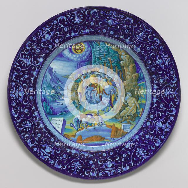 Plate with Alexander and Diogenes, 1524. Creators: Unknown, Master of the Coppa Bergantini.