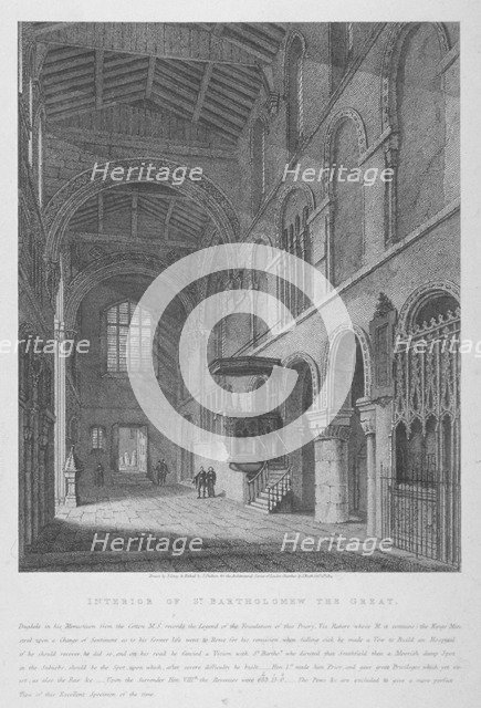 Interior view of the Church of St Bartholomew-the-Great, Smithfield, City of London, 1814. Artist: Joseph Skelton