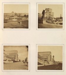 [Exterior View of Facade and Fountains; Exterior View of Side Pavilion; Exterior Side ..., ca. 1859. Creator: Attributed to Philip Henry Delamotte.