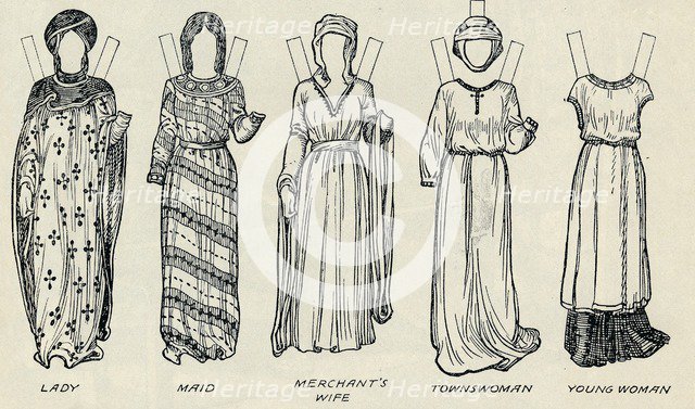 'The Great Gallery of British Costume: Varied Dresses Worn in Norman Times', c1934. Artist: Unknown.