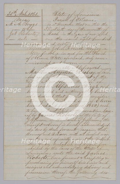 Deed of sale for an enslaved man named John, March 30, 1861. Creator: John French Coffey.