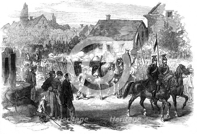 Russian lancers bringing in provisions, 1870. Artist: Unknown