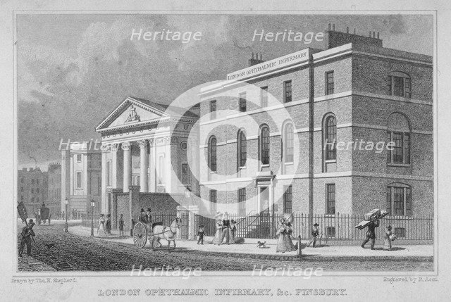View of the London Opthalmic Infirmary, Blomfield Street, City of London, 1830.                      Artist: R Acon