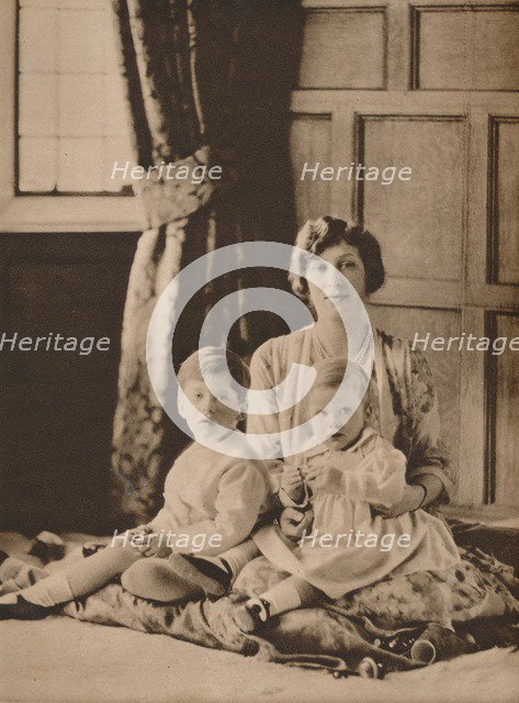 Princess Mary, Viscountess Lascelles, with her two sons, Gerald and George, 1926 (1935). Artist: Unknown.