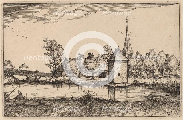 Pond and a Village, published 1612. Creator: Claes Jansz Visscher.