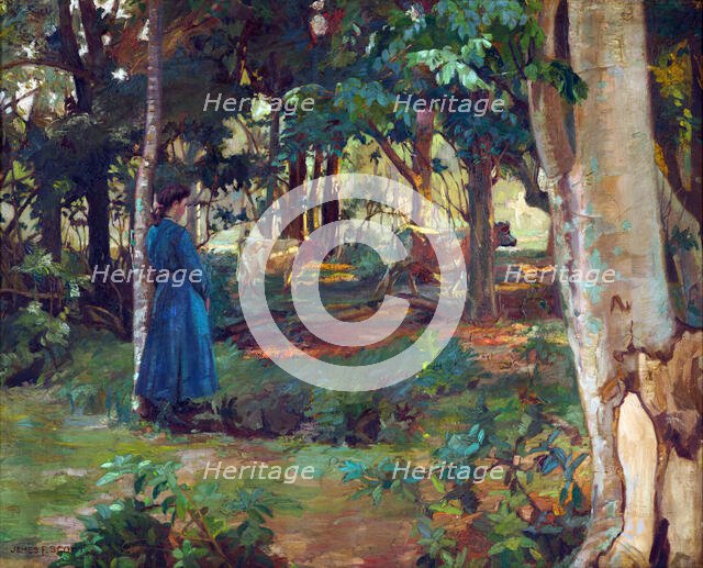 Fetching the cows, 1911. Creator: James Fraser Scott.