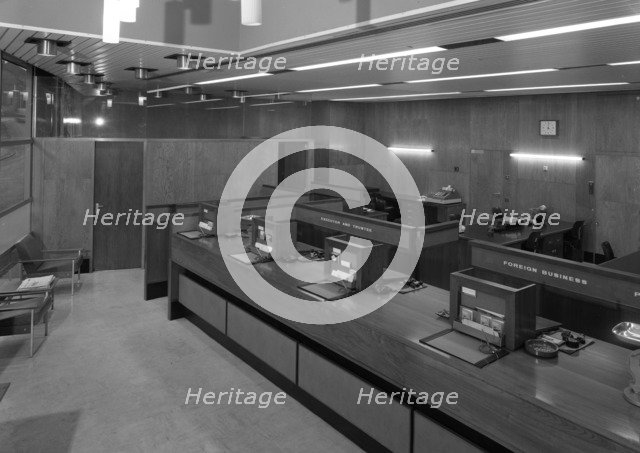 Yorkshire Bank interior, Mexborough, South Yorkshire, 1970.  Artist: Michael Walters