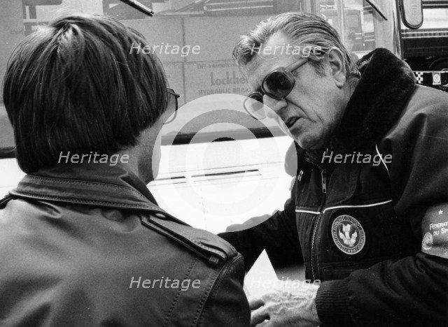 Jean-Marie Balestre speaking to Bernie Ecclestone, c1978-c1991. Artist: Unknown