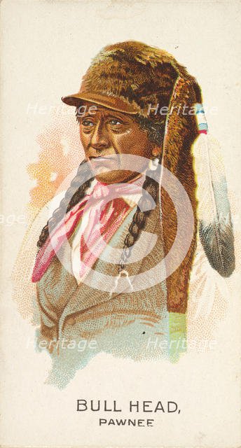 Bull Head, Pawnee, from the American Indian Chiefs series (N2) for Allen & Ginter Cigarett..., 1888. Creator: Allen & Ginter.