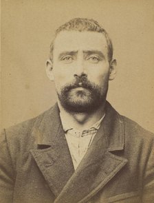 Vendel. Jules. 34 (ou 33) ans, né le 2/4/61 à Chevry (Ain). Garçon de cuisine. Anarchiste...., 1894. Creator: Alphonse Bertillon.