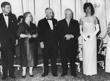 President John F. Kennedy, Nikita Khruschev and their wives, Schonbrunn Palace, Austria, 1961. Artist: Unknown