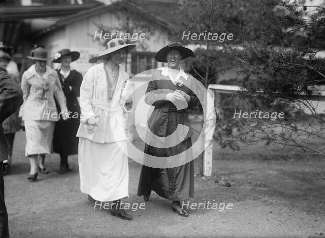 Horse Shows - Harris And Ewing Staff; Imogene James And Mildred Bartholow, 1915. Creator: Harris & Ewing.