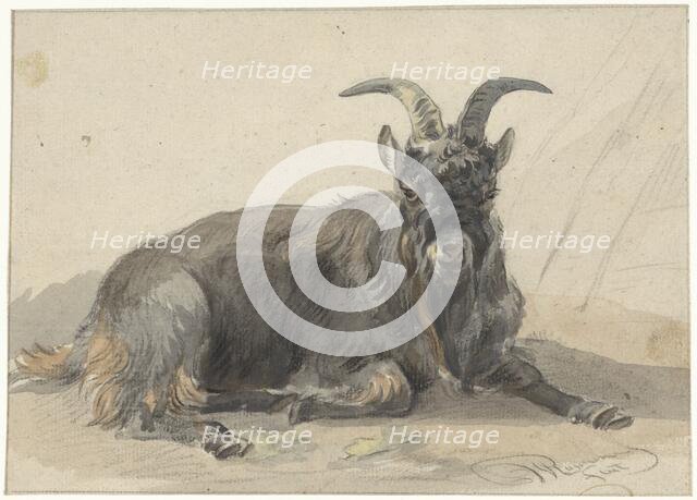 Lying black goat, 1799-1869. Creator: Jan van Ravenswaay.