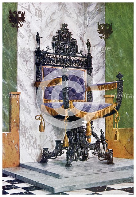 Wrought steel chair, 1910.Artist: Edwin Foley