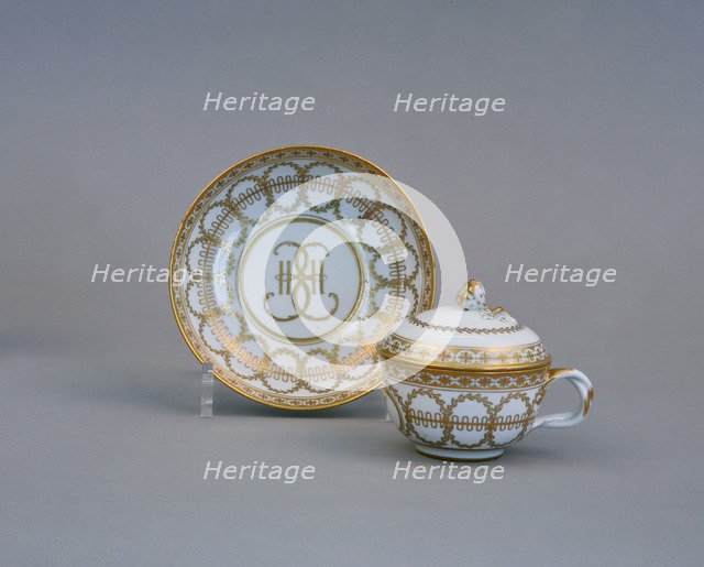 Cup and Saucer with the Monogram of Catherine II (Imperial Porcelain Factory), 1770-1780s. Artist: Russian master  