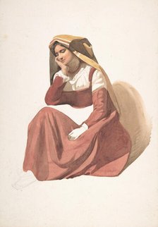 Seated Italian Peasant Woman, mid-19th century. Creator: Pierre Louis Dubourcq.