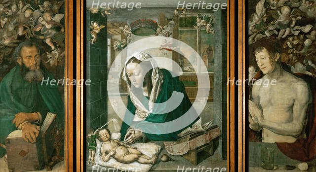 Dresden Altarpiece: central panel: Madonna Adoring the Child. The side panels: Saint Anthony and Sai Creator: Dürer, Albrecht (1471-1528).